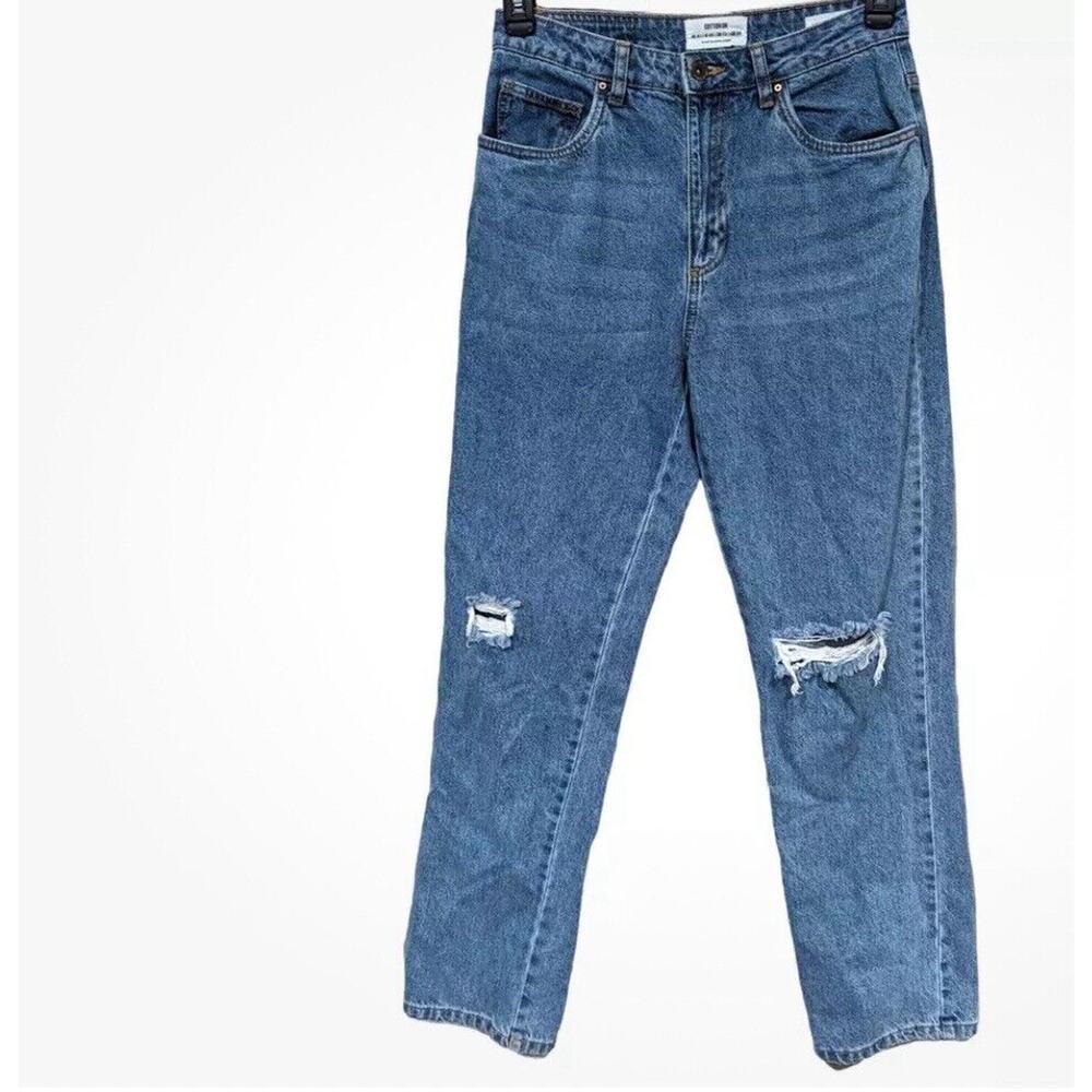 Cotton On Jeans Women's Long Straight Leg Rip Loose Jean Medium Wash Size 6